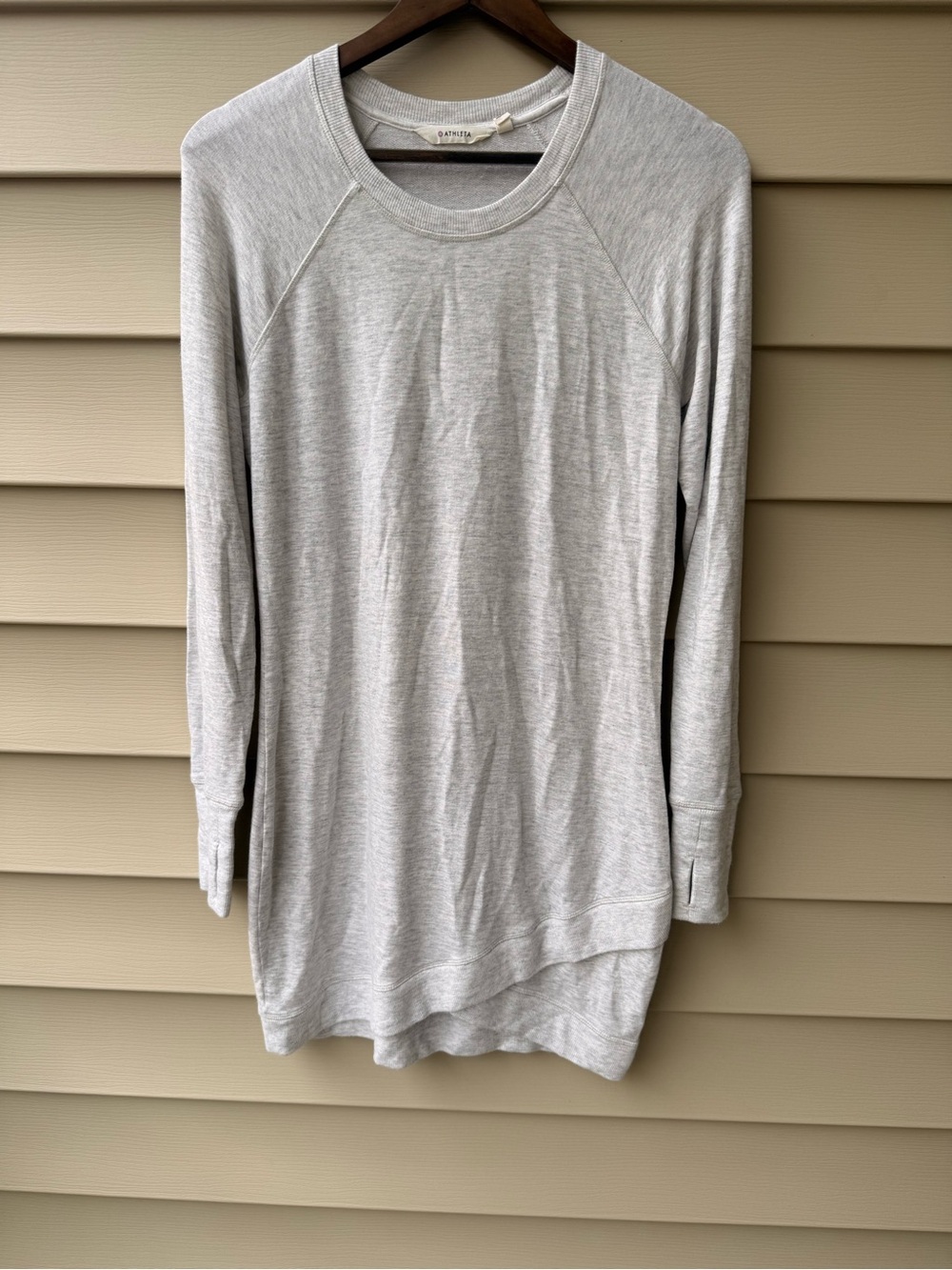 Athleta Gray Heathered Tulip Hem Tunic Top Size S Modal Thumbholes